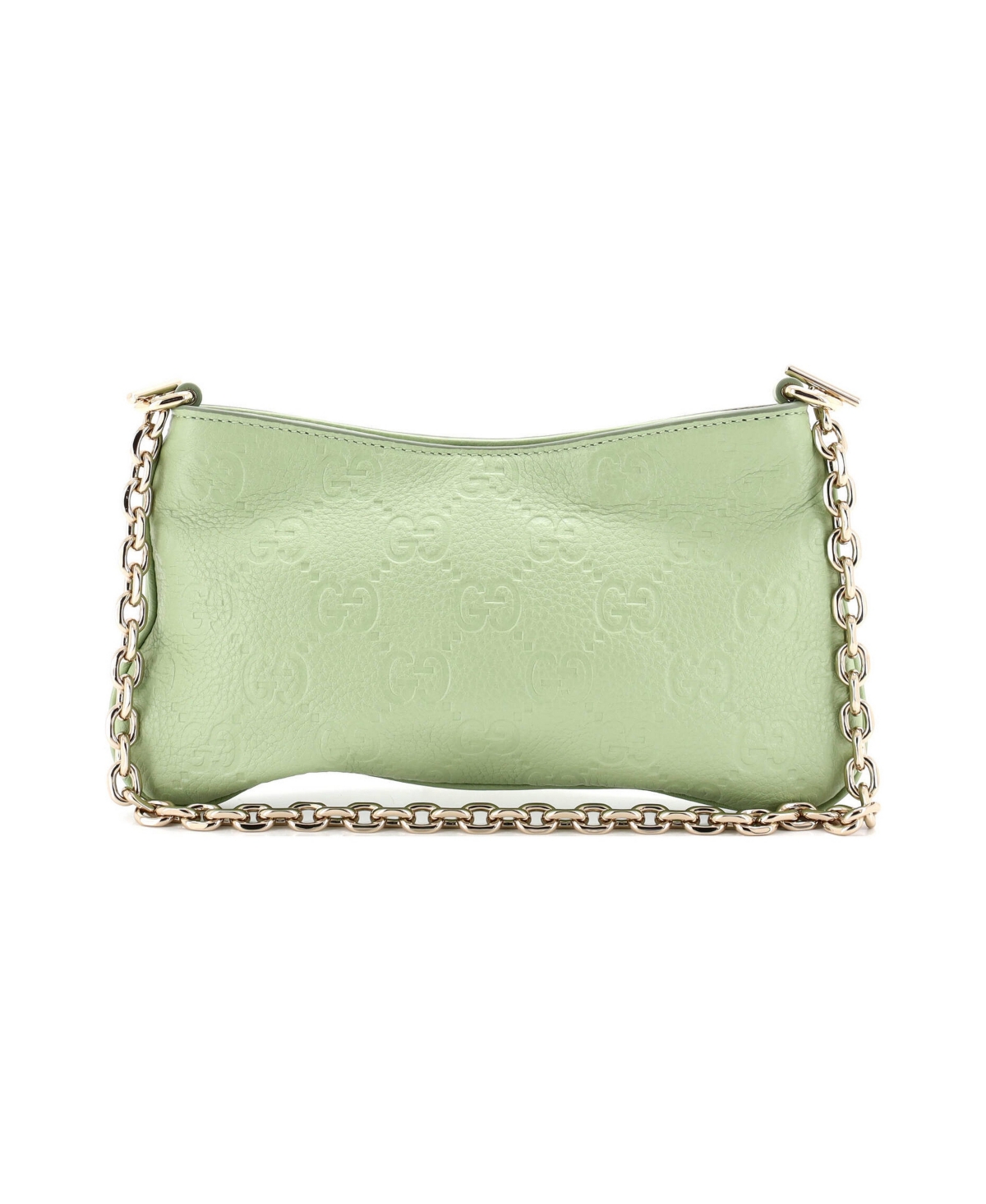 Pre-Owned Gucci Super Mini Emblem Chain Shoulder Bag Guccissima Leather - Green