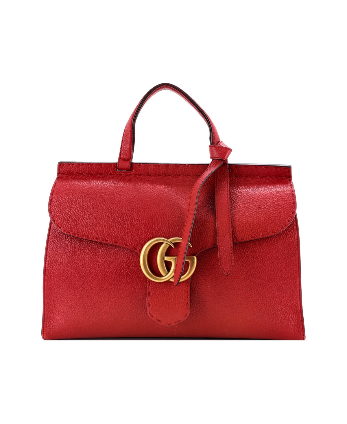 Pre-Owned Gucci Medium Gg Marmont Top Handle Bag Leather