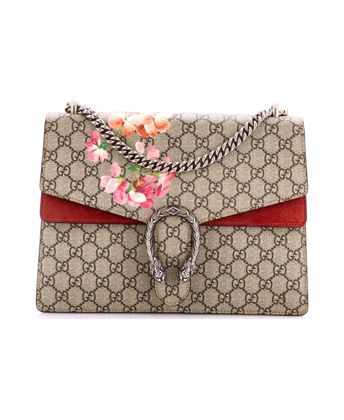 Pre-Owned Gucci Medium Dionysus Bag Blooms Print Gg Coated Canvas - Red