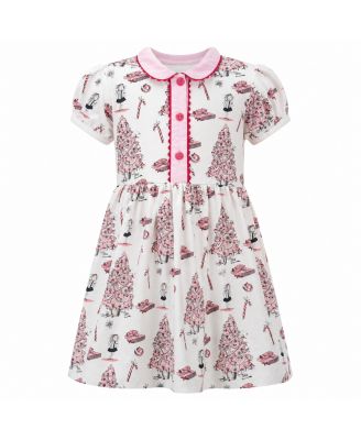 Toddler Girls 2T-14 Eloise Christmas Tree Button-Front Dress
