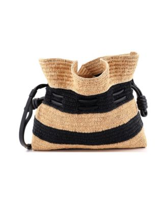 Small Flamenco Knot Clutch Striped Raffia