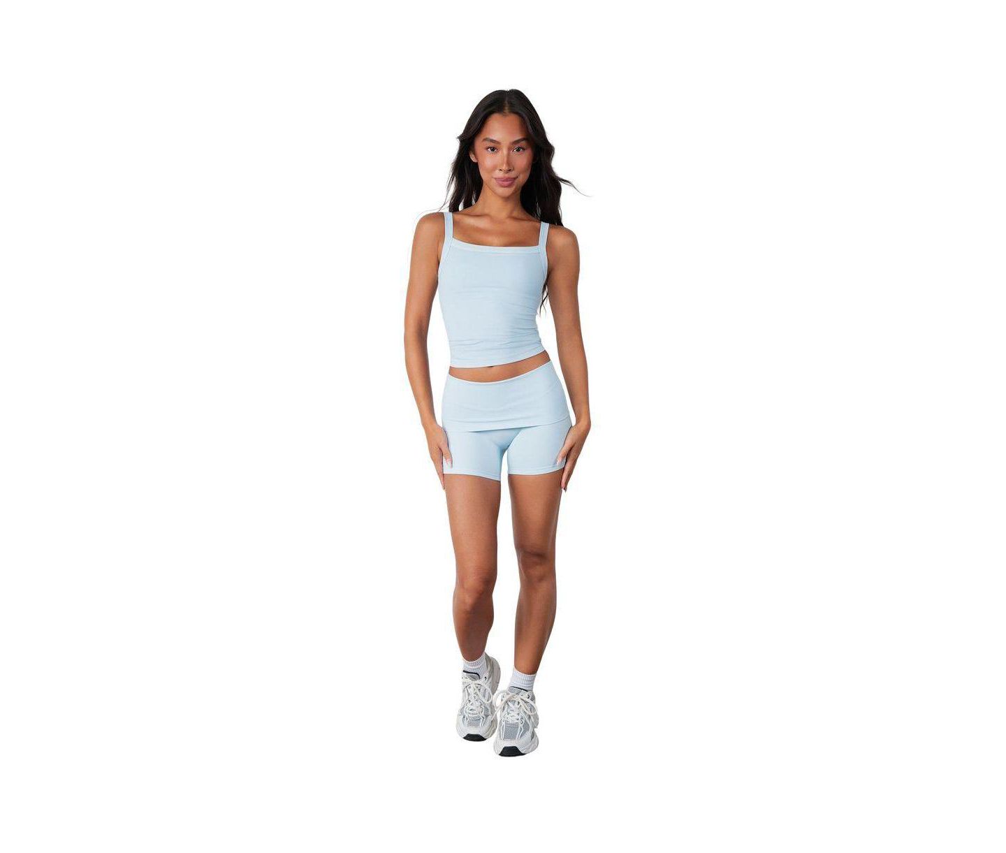 Женские шорты Vitality Cloud II Mini Foldover Waistband, 4.5" Inseam, цвет: Прозрачный небесно-голубой потёртый — фото 1