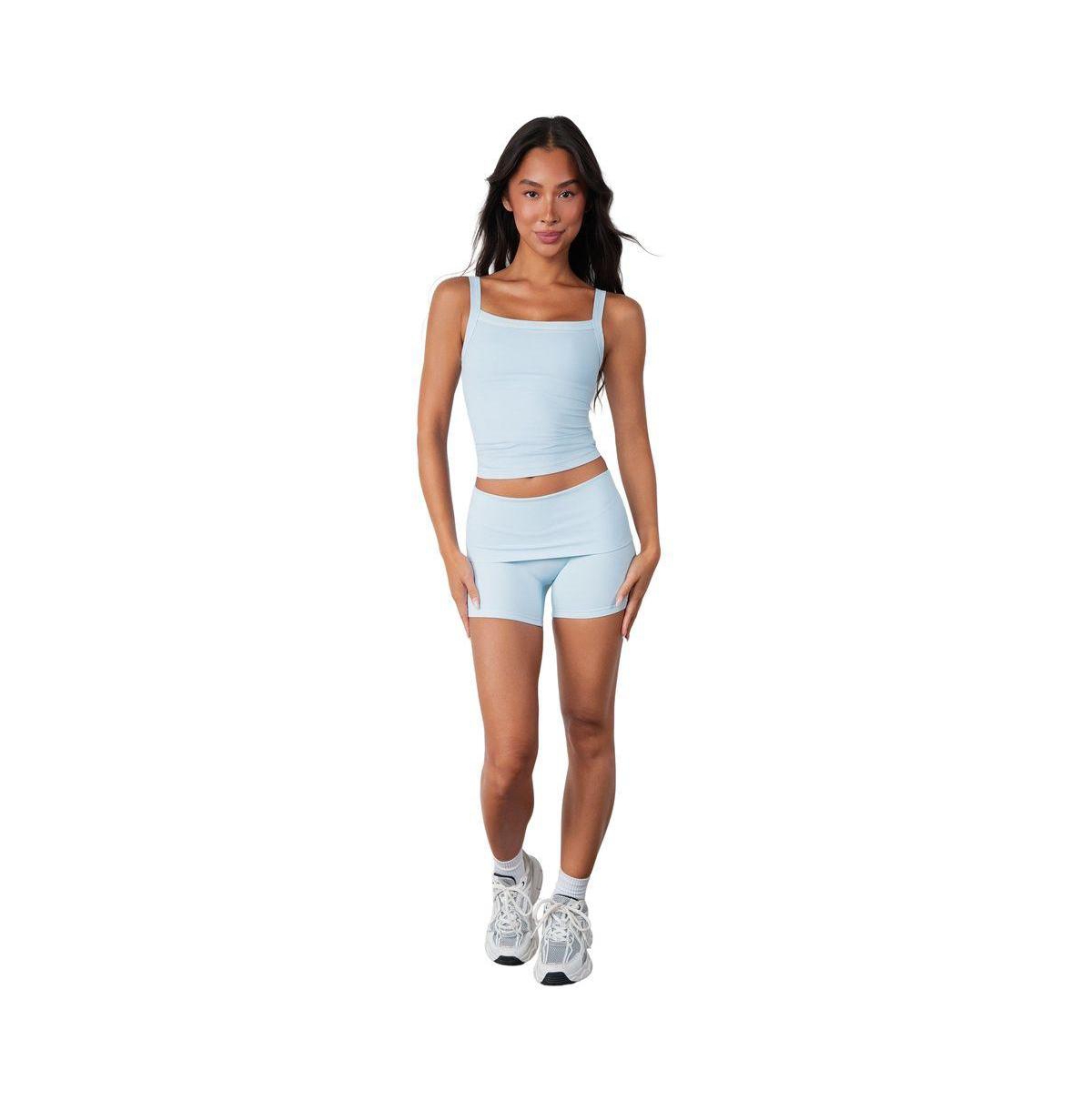 Vitality Women's Cloud Ii Mini Foldover Waistband Shorts, 4.5" Inseam - Clear sky washed