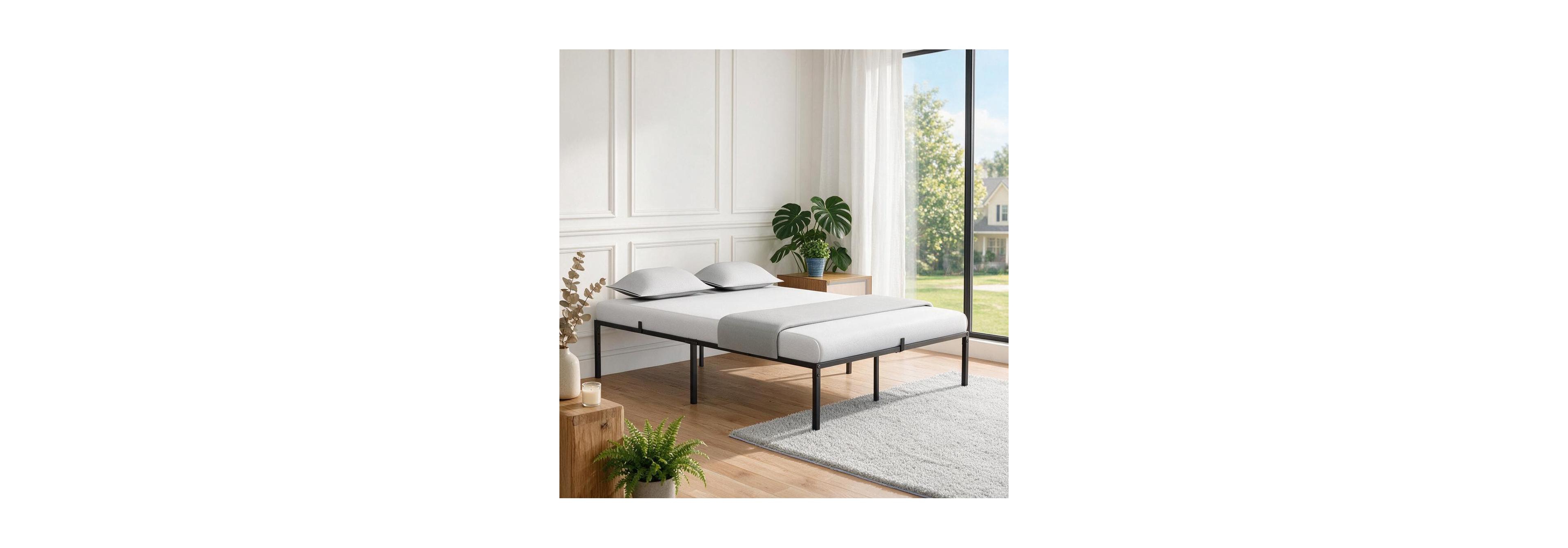 homfan Full Size Metal Platform Bed Frame 14 Inch High No Box Spring Needed Heavy Duty Under Bed Storage for Bedroom