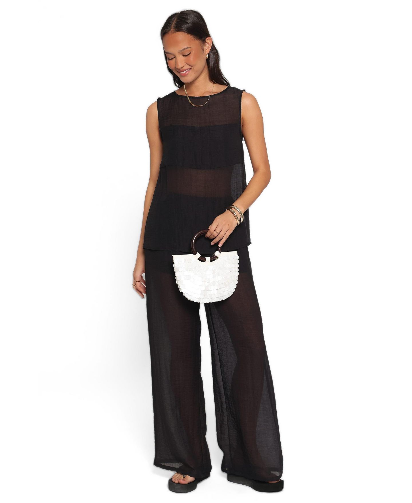 Женские брюки Petal and Pup Vayla Sheer Pull-On High-Rise Wide-Leg — фото 1