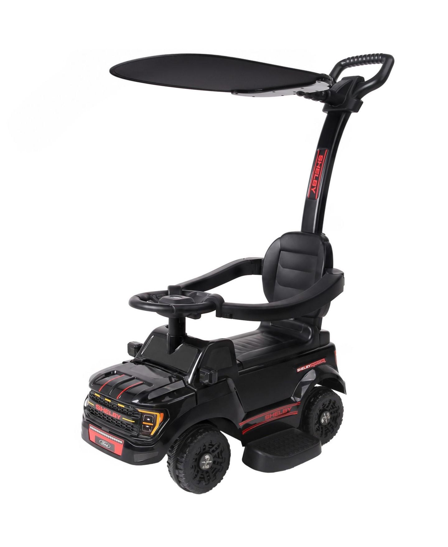 Детская игрушка Glintex Licensed Ford Shelby 3-in-1 Push Car, 25 kg Capacity, 1–3 года, цвет: Чёрный — фото 10