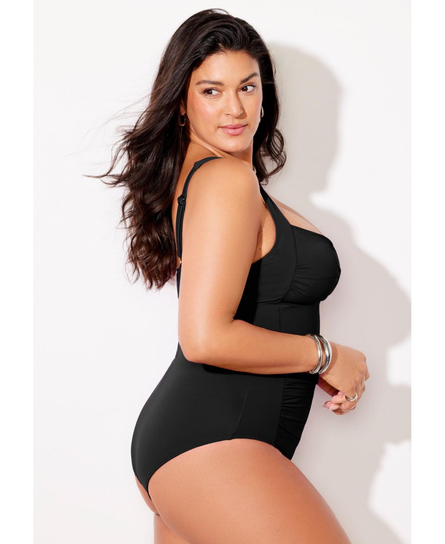 Купальник, со сборками, с перекрутом — Swimsuits for All, цвет: Чёрный — фото 4
