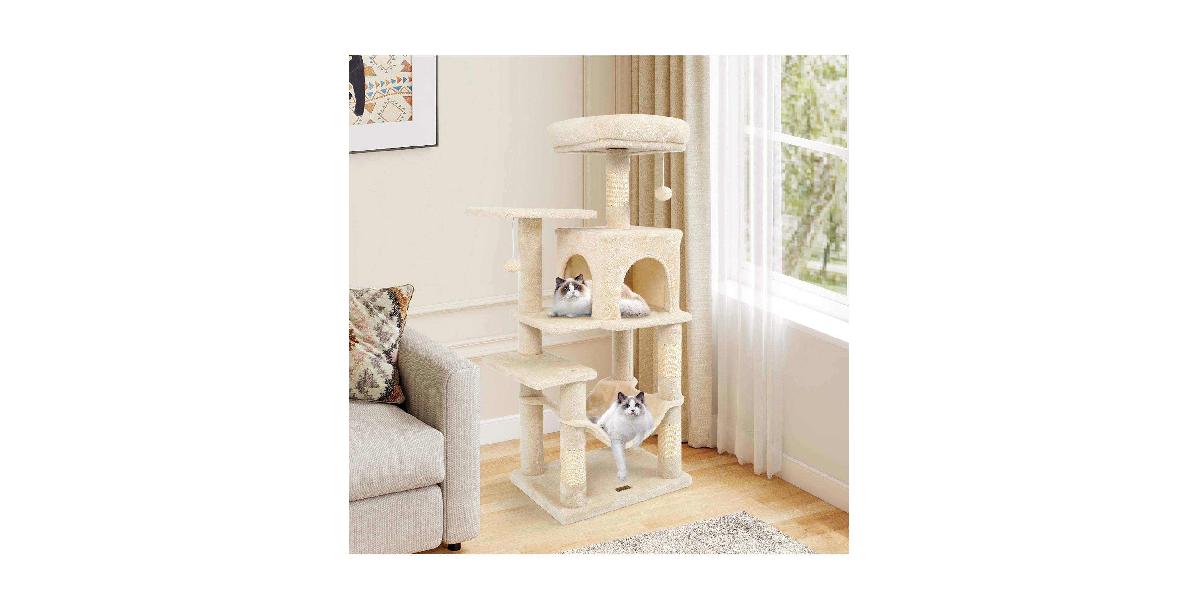 Zeny Multi-Level Cat Tower with 2-Door Condo and Top Perch