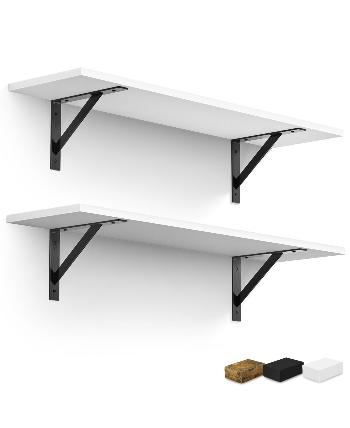Sorbus Engineered Wood Wall Mounted Shelf Set with Metal Brackets - White