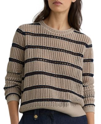 Women's Skylar Striped Open-Knit Crewneck Sweater