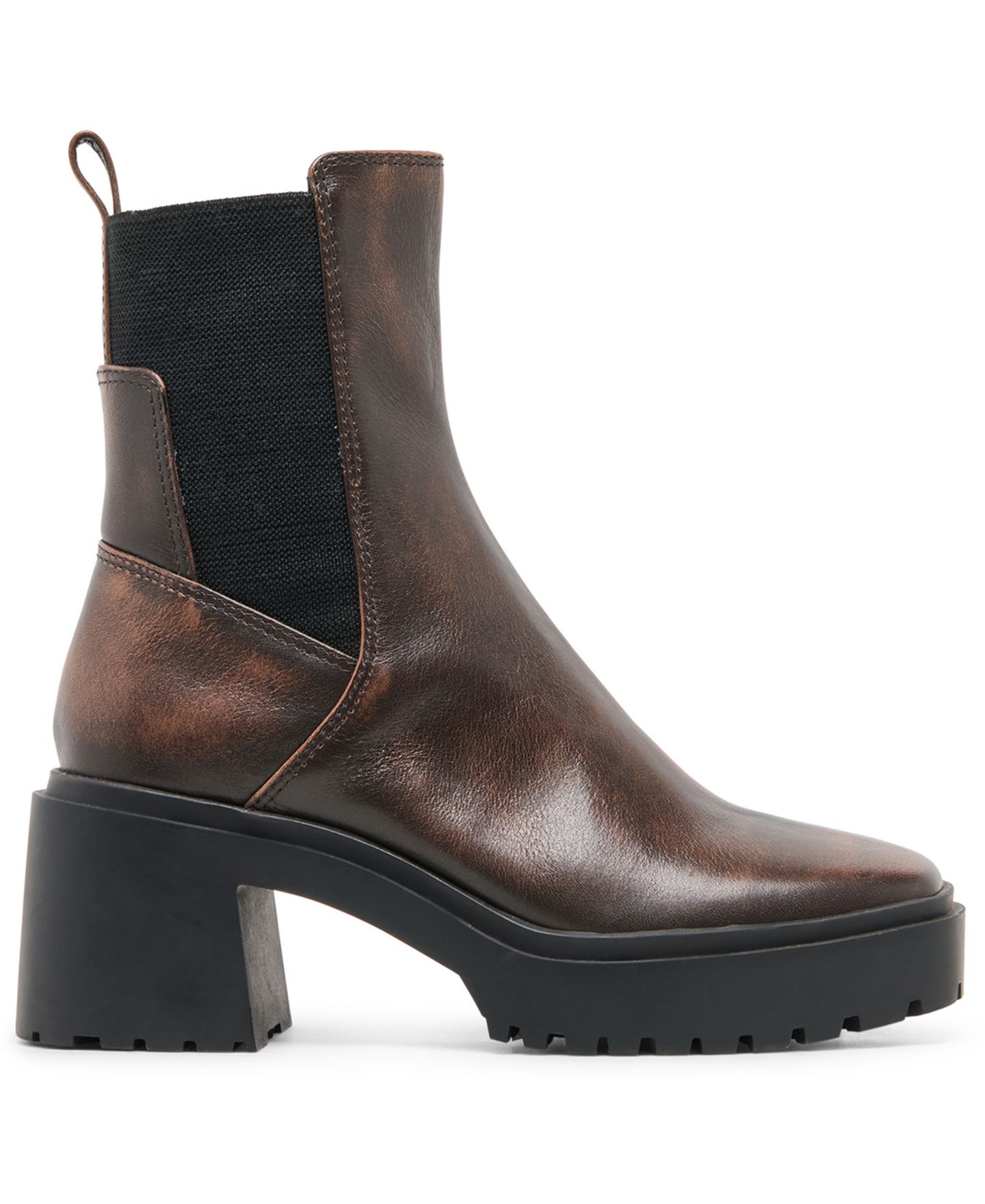 Женские ботинки Dolce Vita Grizly H2O Square Toe Lug Sole Chelsea Booties, цвет: Коричневый кожаный — фото 2
