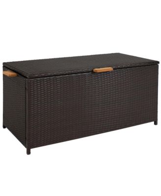 75 Gallon Resin Faux Rattan Deck Box With Handles