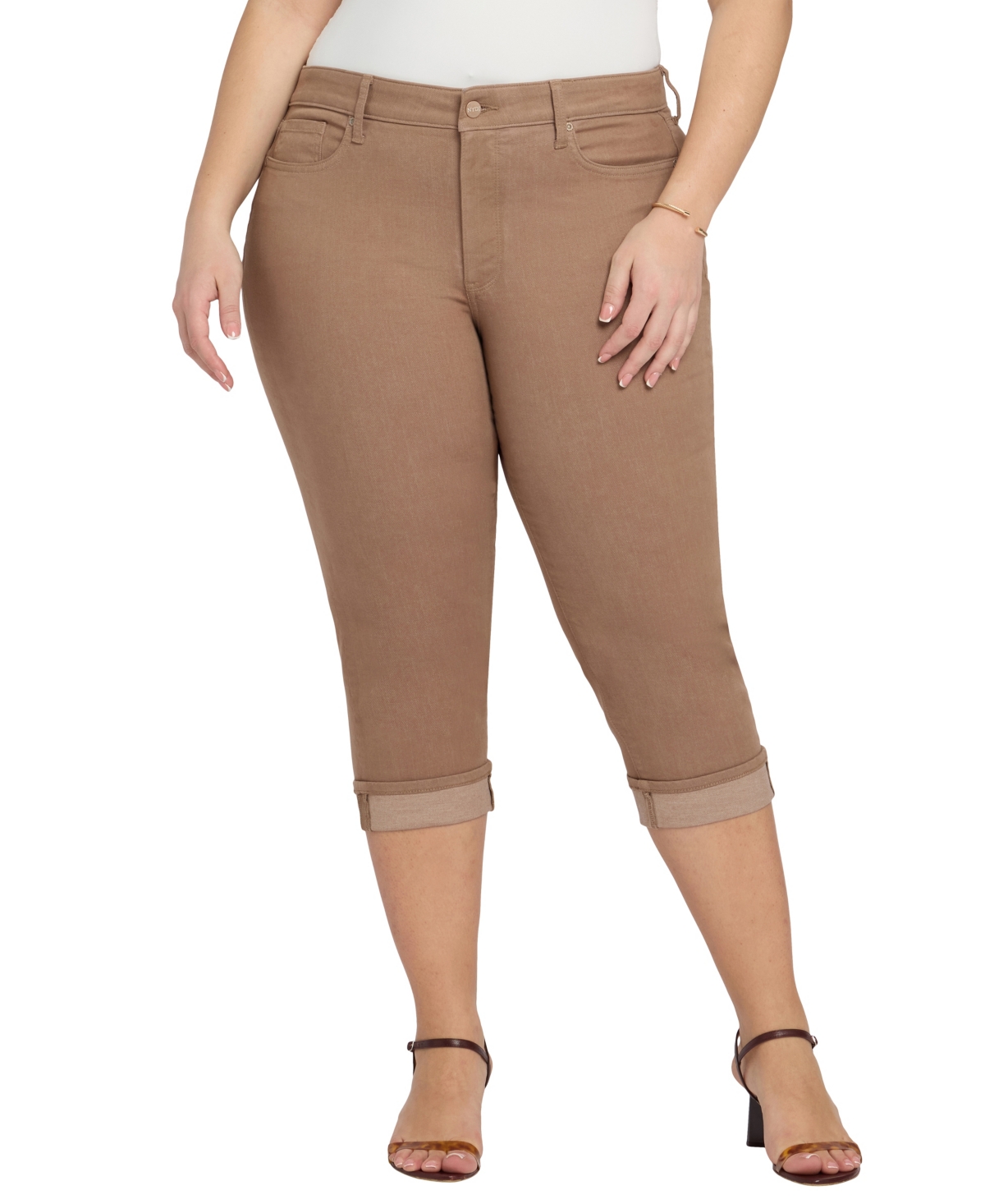 Nydj Plus Marilyn High-Rise Straight-Leg Cropped Jeans