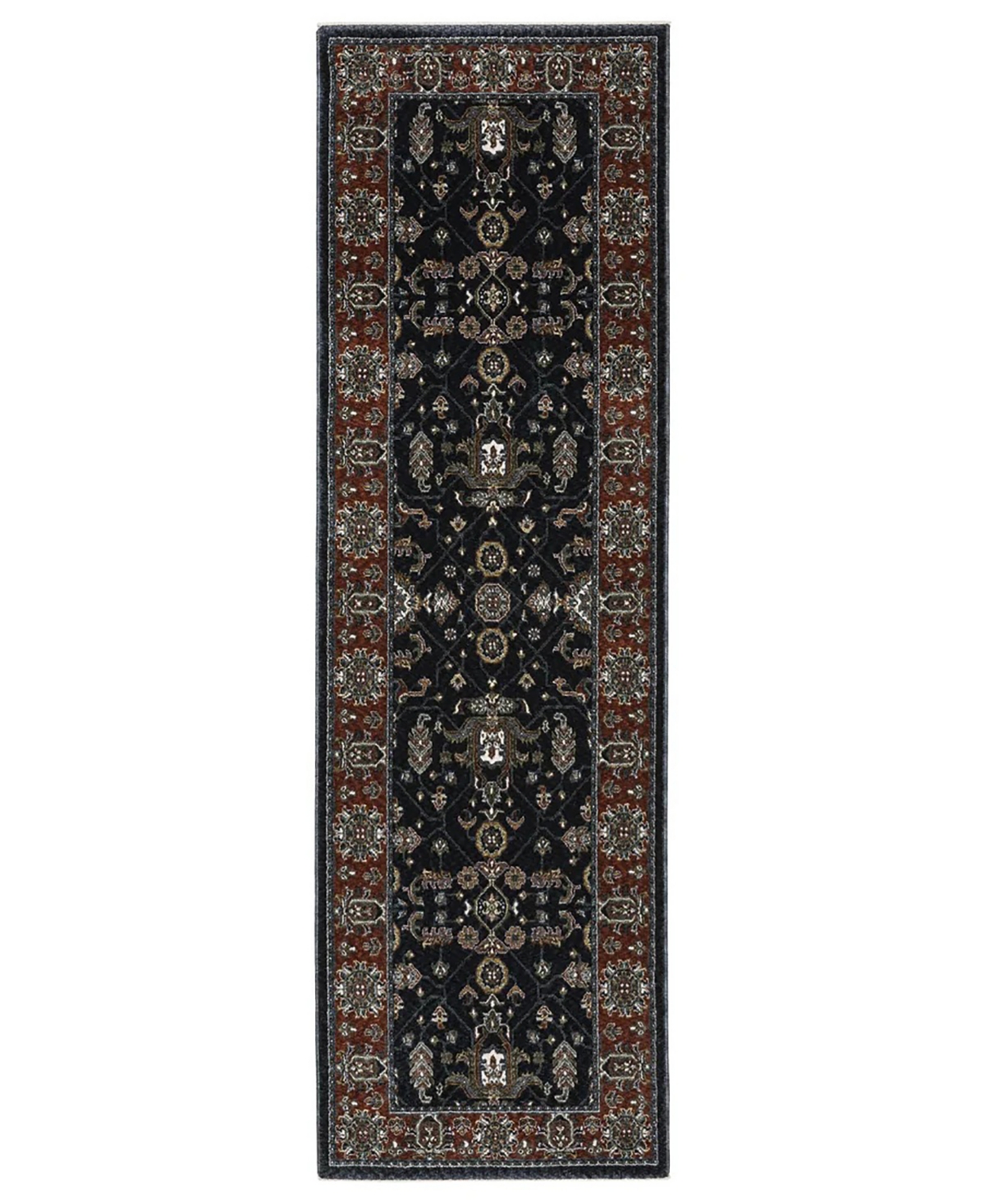 VVI05A068235ST 2 ft. 3 in. x 7 ft. 6 in. Vivian VI05A Traditional Power Loomed Rectangle Area Rug, Navy