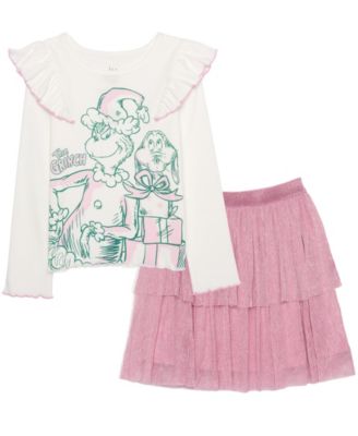 Girls' 2T-6X Ruffle Tiered Top and Skirt, 2-Piece Set