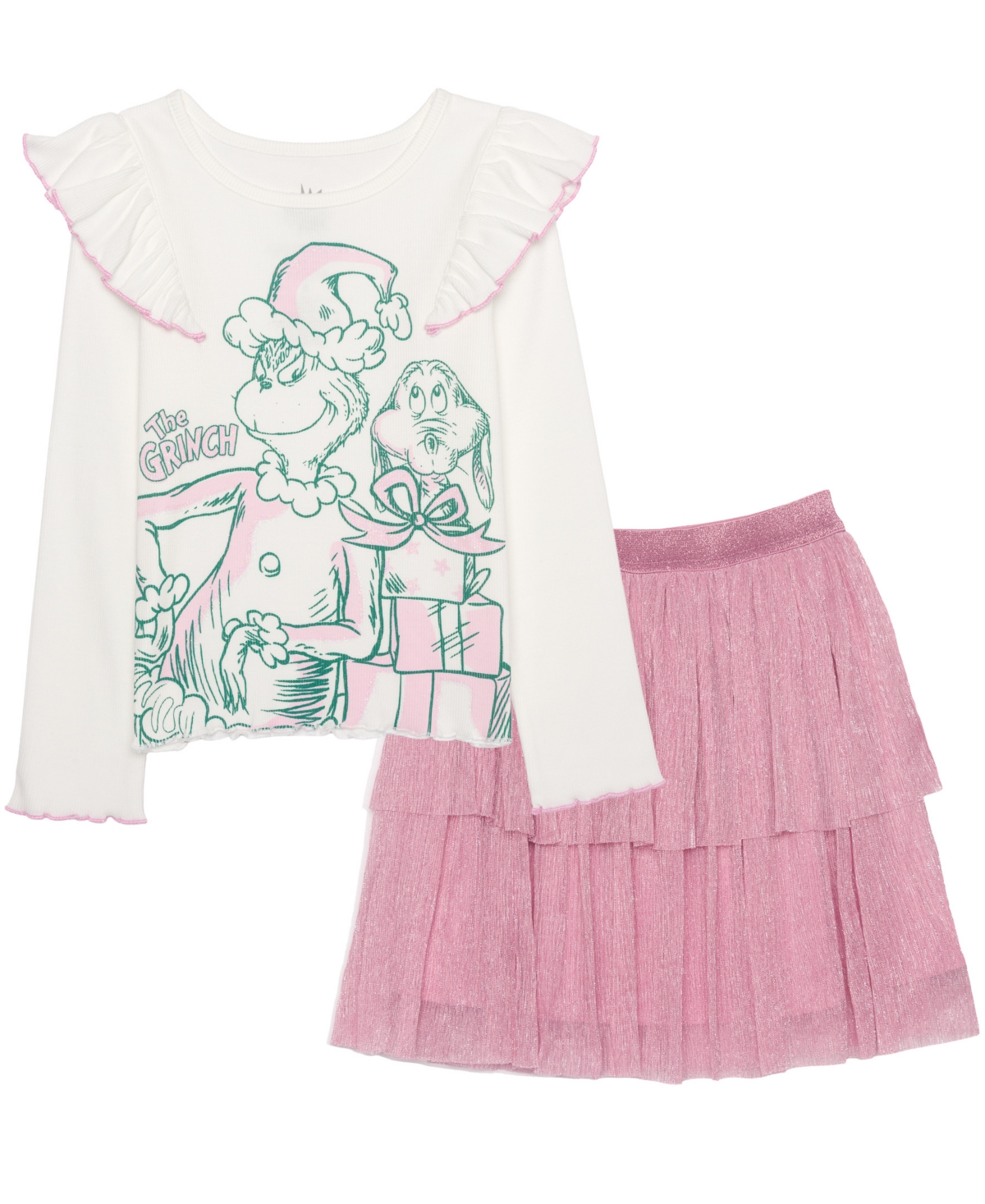 The Grinch Girls' 2T-6X Ruffle Tiered Top and Skirt, 2-Piece Set, Created for Macy's