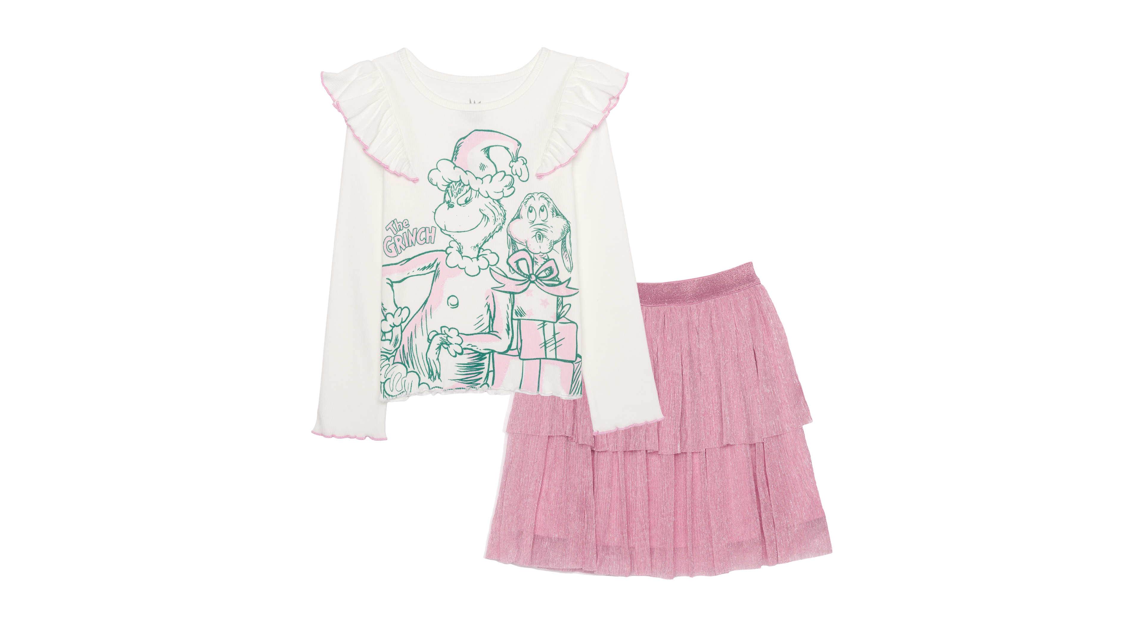 The Grinch Girls' 2T-6X Ruffle Tiered Top and Skirt, 2-Piece Set, Created for Macy's