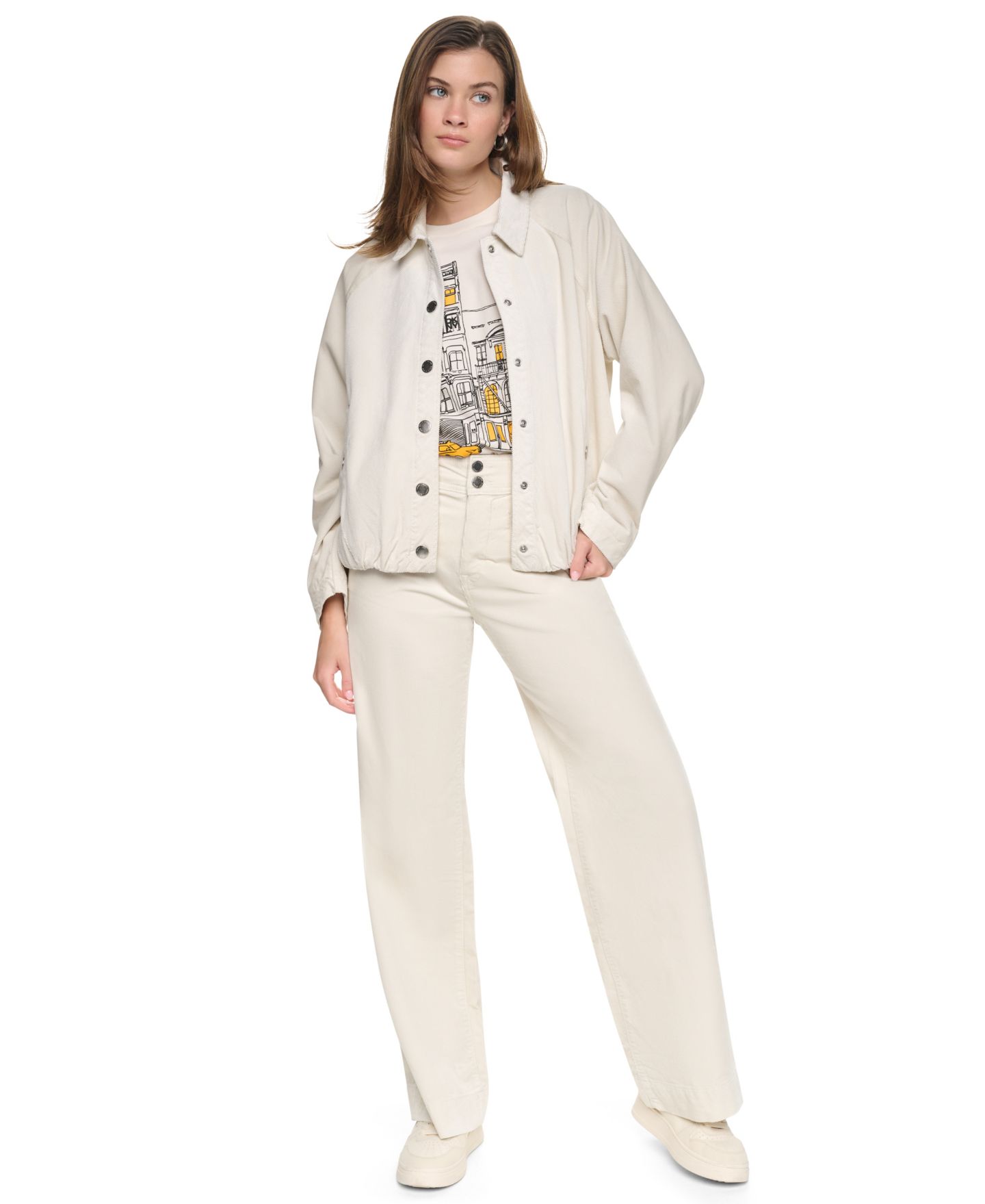 Женская куртка DKNY Jeans Raglan Sleeve Bubble, цвет: Сливочный — фото 4