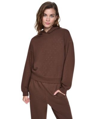 Women's Rhinestone Hooded Pull-On Sweatshirt