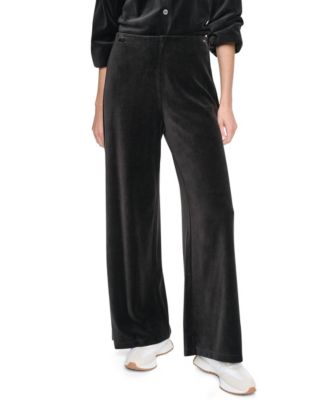 Women's Velour High-Rise Wide-Leg Pants