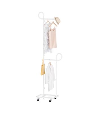 Standing Coat Rack, Mobile Garment Rack with Lockable Wheels, Freestanding Clothes Hanging Rack for Bedroom Entryway