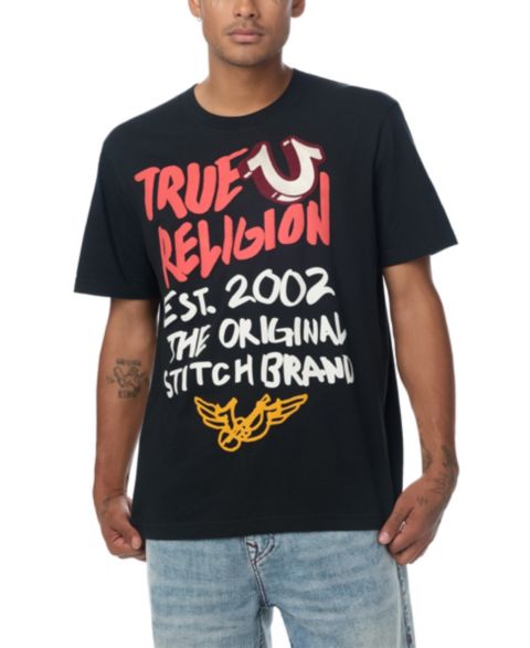 Мужская футболка True Religion Original Stitch Brand, цвет: Угольно-чёрный