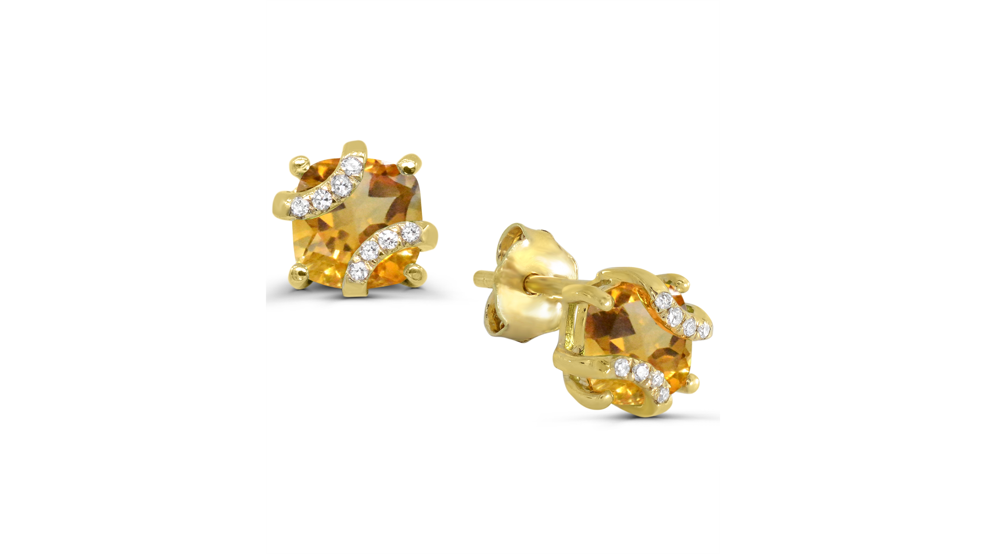 Macy's Citrine and Diamond Accent Stud Earrings (7/8 ct. t.w.) in 14k Gold-Plated Sterling Silver