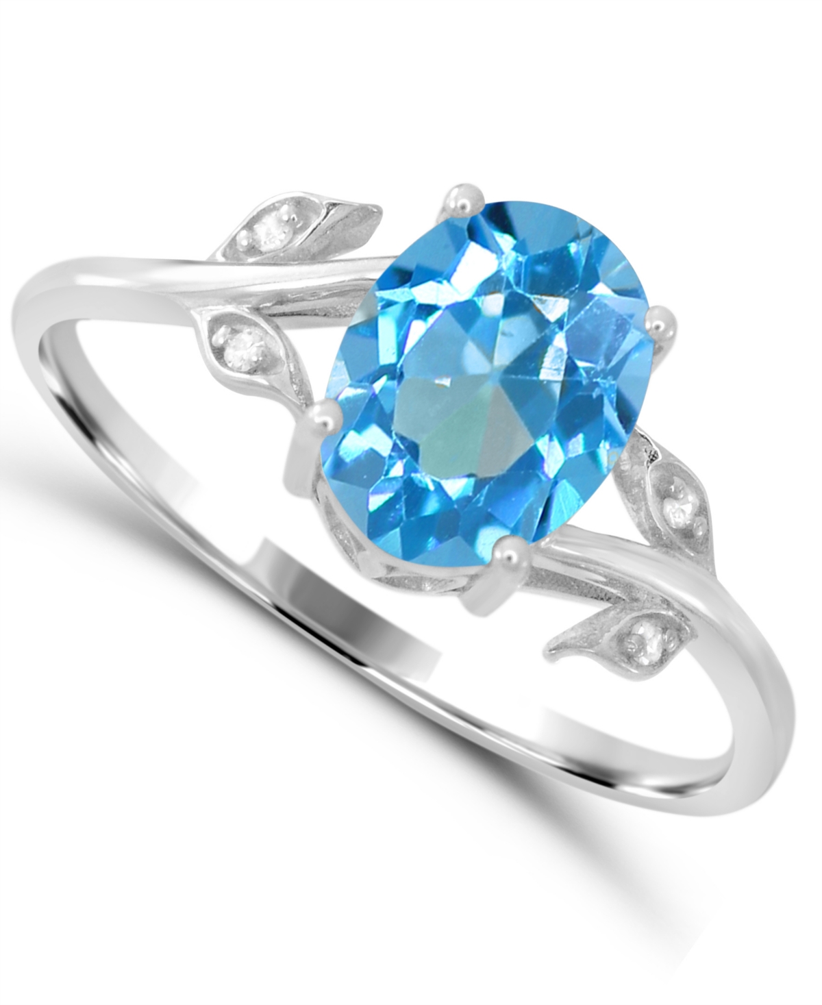 Macy's Swiss Blue Topaz and Diamond Accent Cocktail Ring (1-1/5 ct. t.w.) in Sterling Silver - Blue