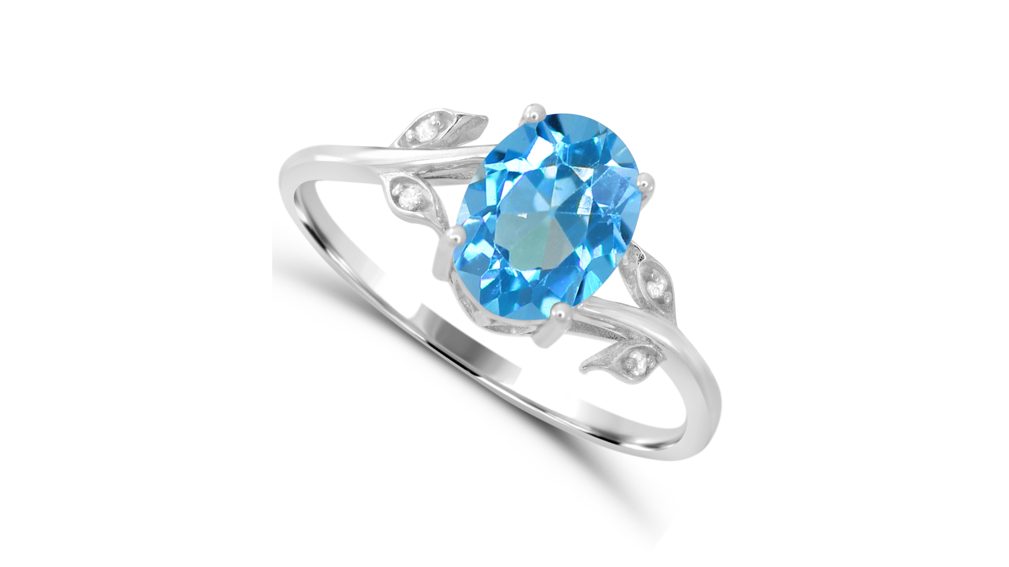 Macy's Swiss Blue Topaz and Diamond Accent Cocktail Ring (1-1/5 ct. t.w.) in Sterling Silver