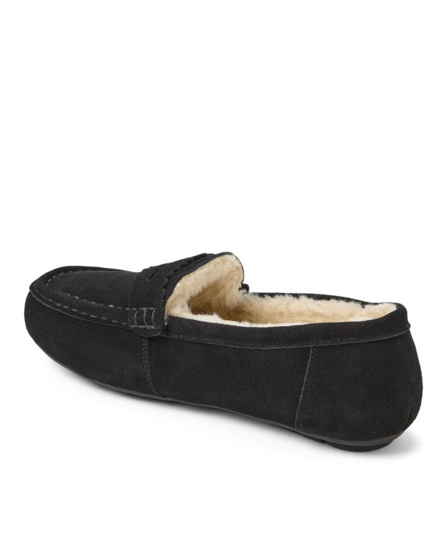 Женские тапочки Clarks Memory Foam Moccasin Penny Loafer Suede Slippers, цвет: Чёрный — фото 6