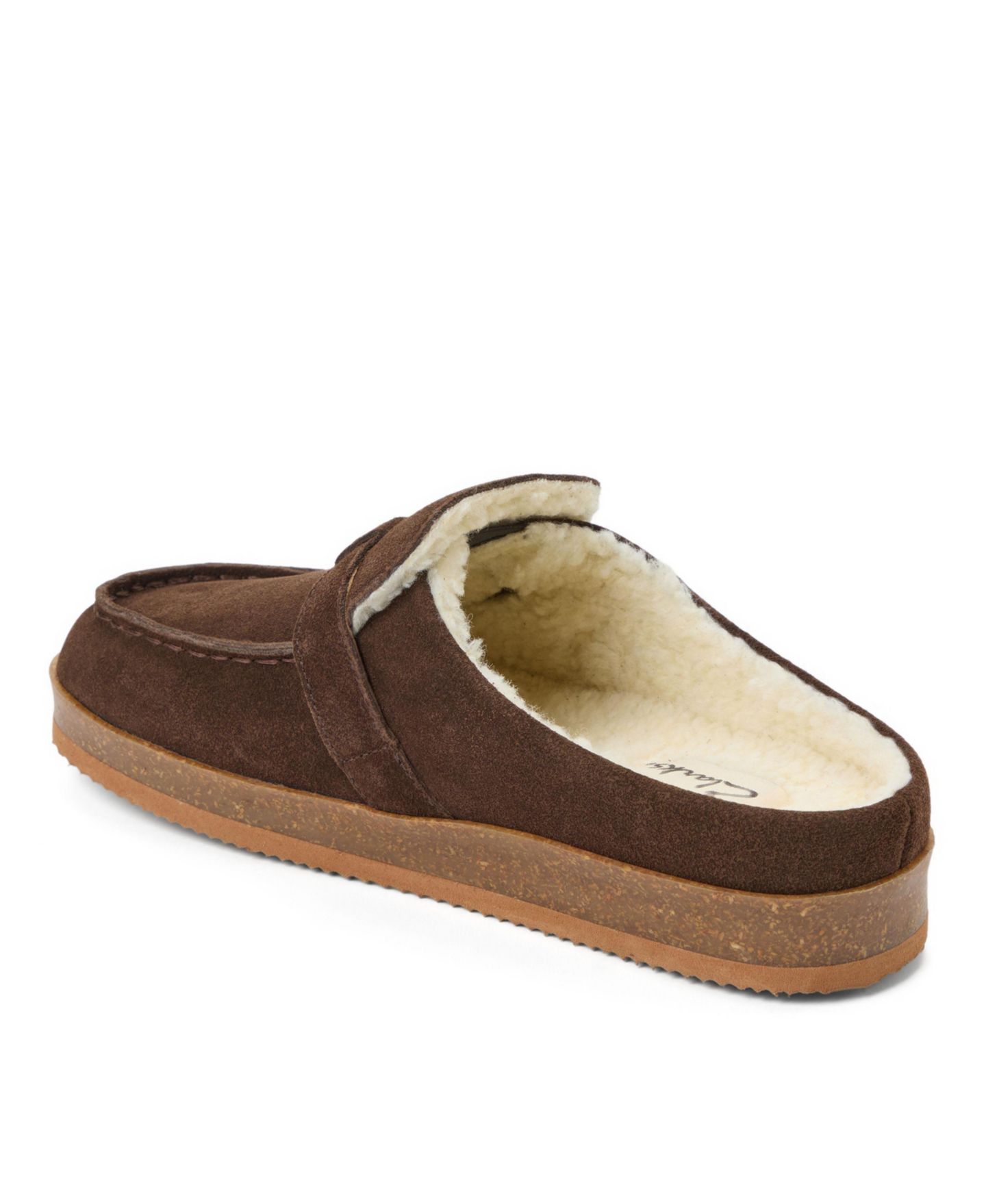 Женские сабо Clarks Genuine Suede Clog Memory Foam Slippers, цвет: Шоколадный — фото 6