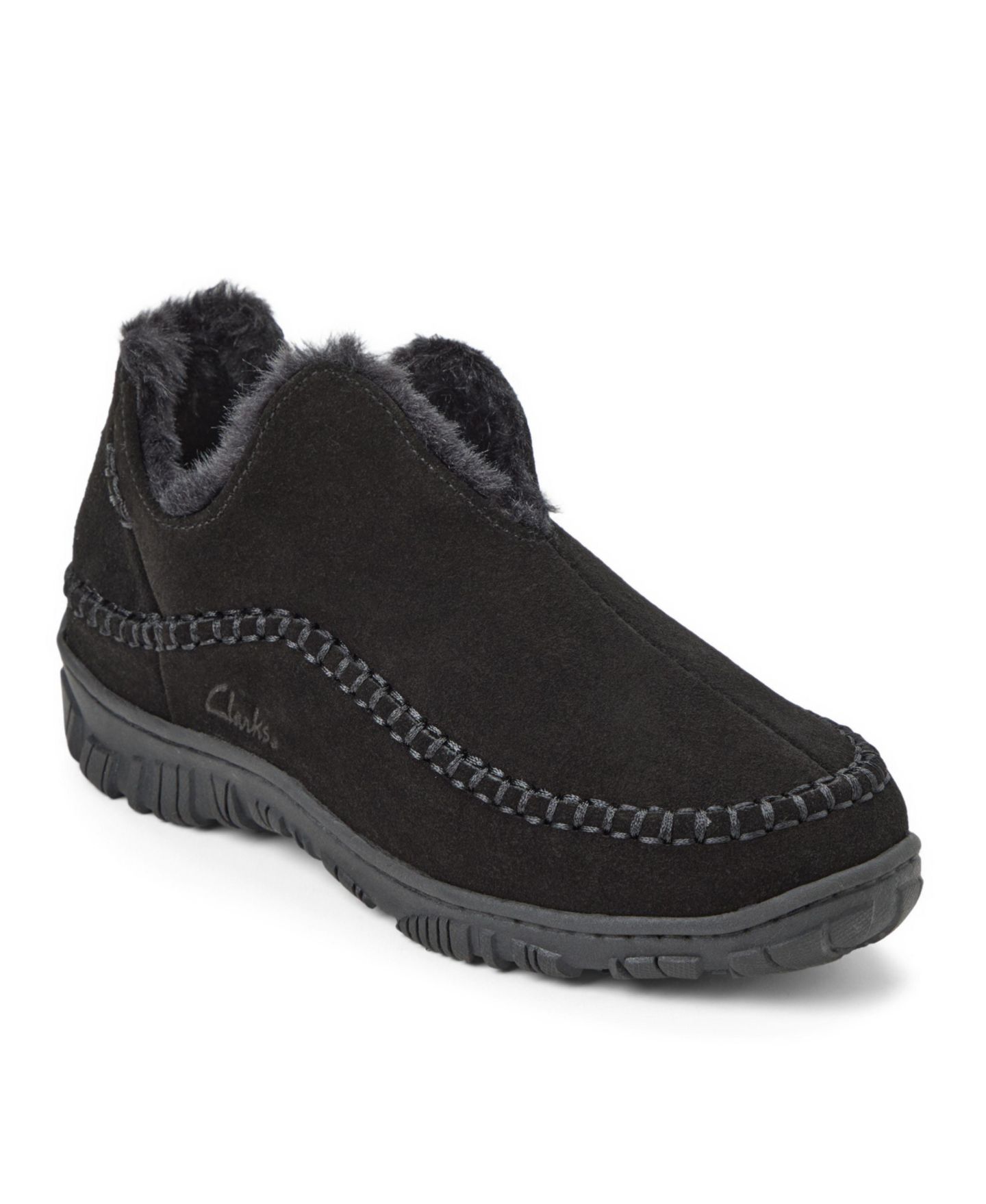 Мужские ботинки Clarks Genuine Cow Suede Notched Boot With Accent Stitch Detail Slippers, цвет: Чёрный — фото 1