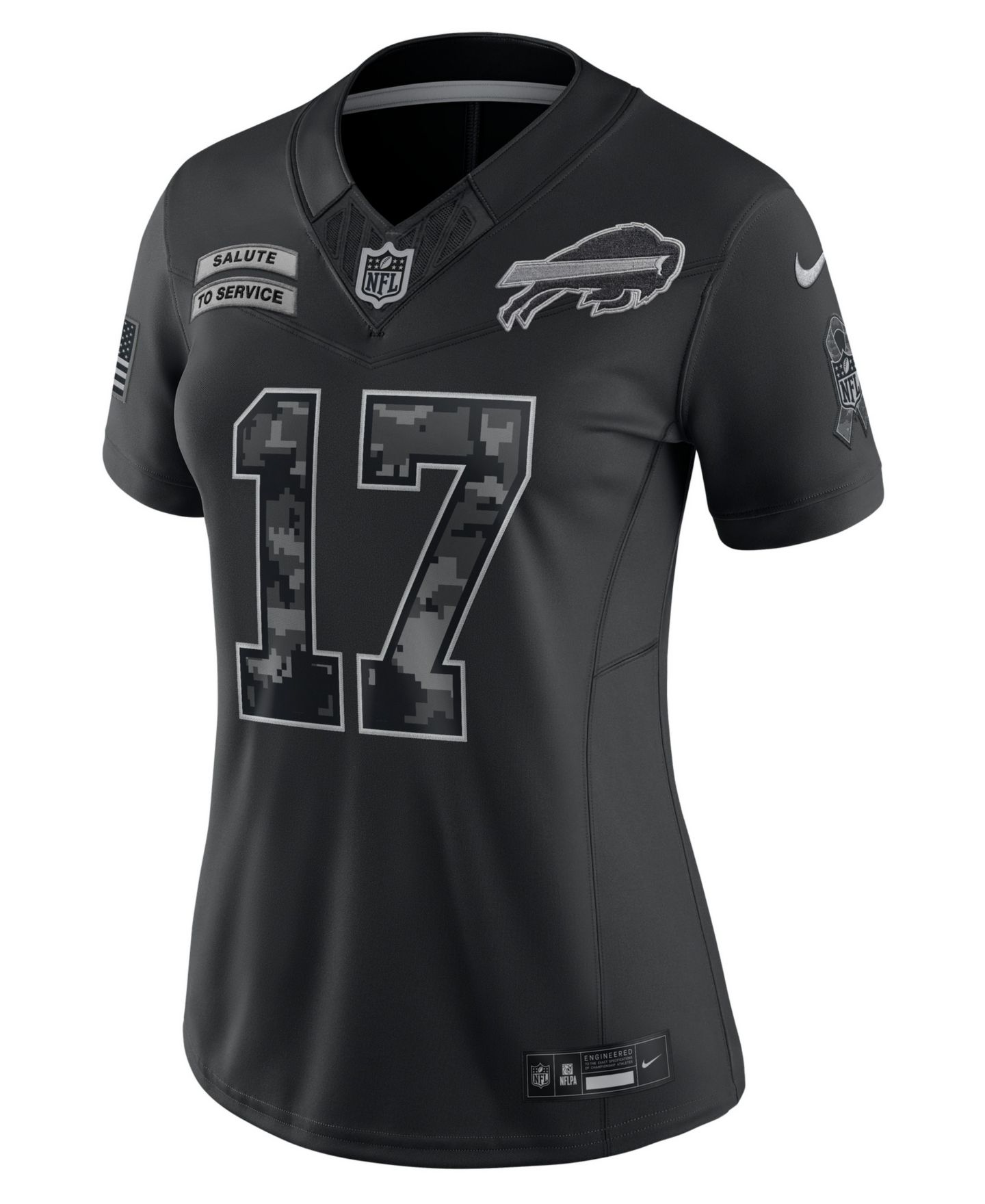 Женский топ Nike Josh Allen Black Buffalo Bills 2026 Salute to Service Stitched Limited Jersey — фото 3