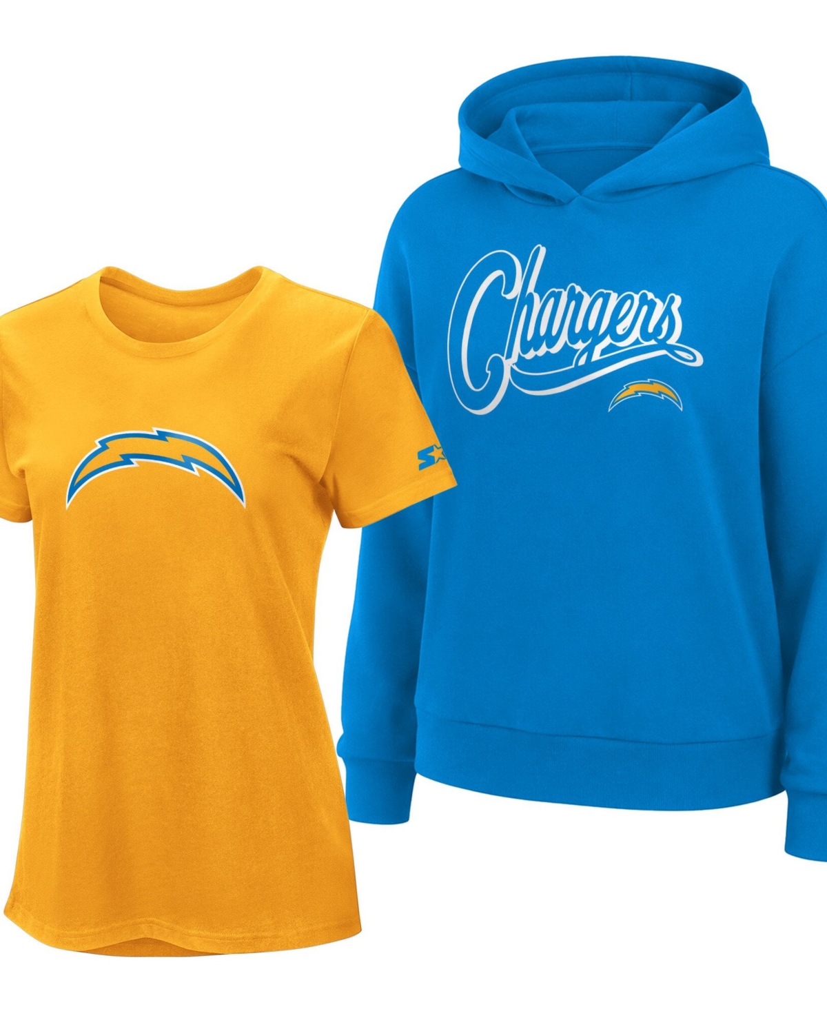Starter Women's Gold/Powder Blue Los Angeles Chargers Hoodie Combo Pack T-Shirt - Gold, Powder Blue