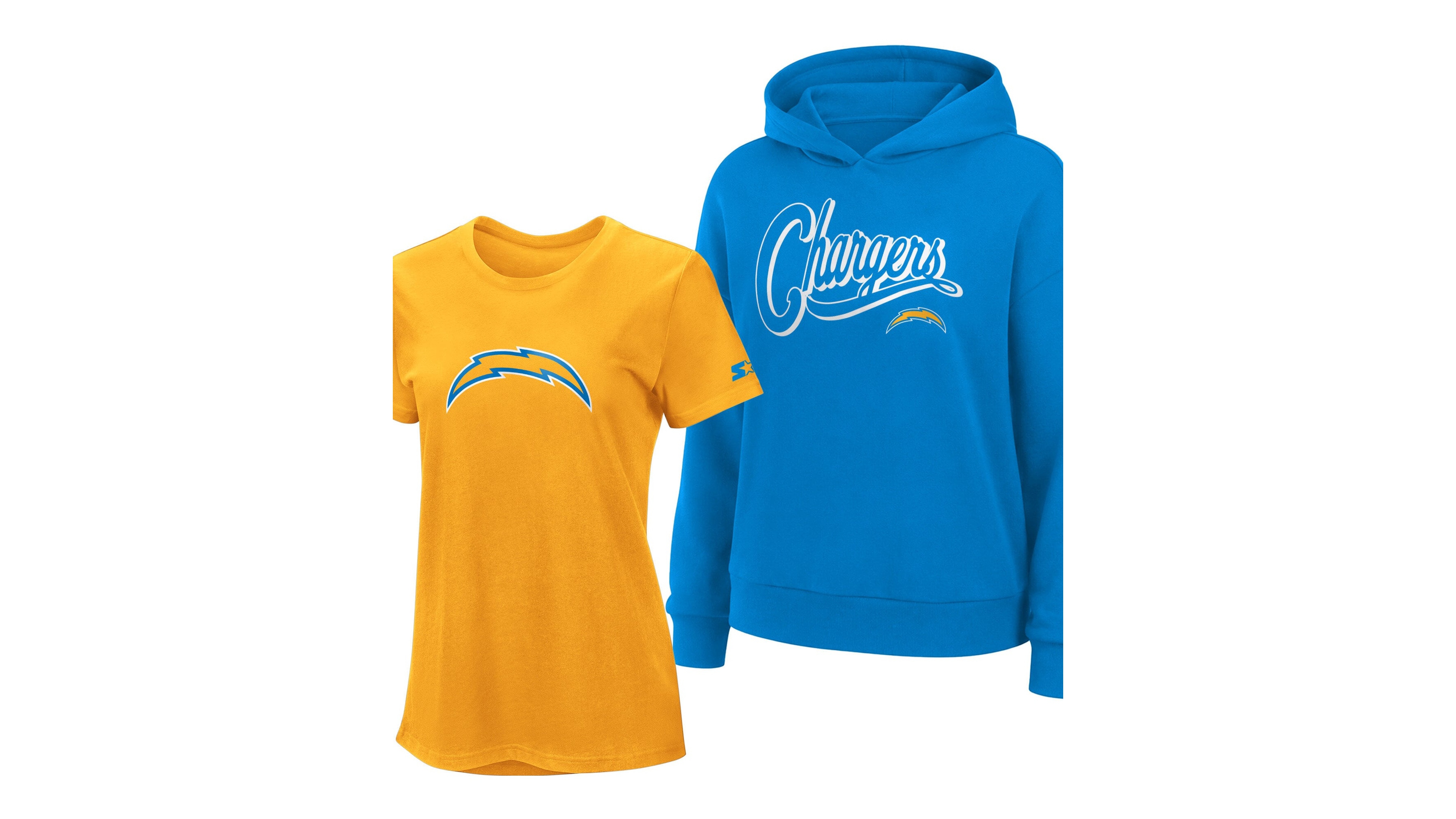 Starter Women's Gold/Powder Blue Los Angeles Chargers Hoodie Combo Pack T-Shirt
