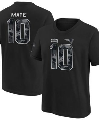 Big Boys' and Girls' Drake Maye Black New England Patriots 2026 Salute to Service Name Number T-Shirt