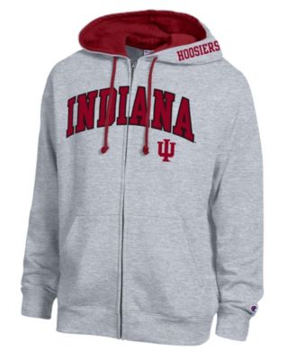 Men's Heather Gray Indiana Hoosiers Arch Logo Full-Zip Fleece Hoodie