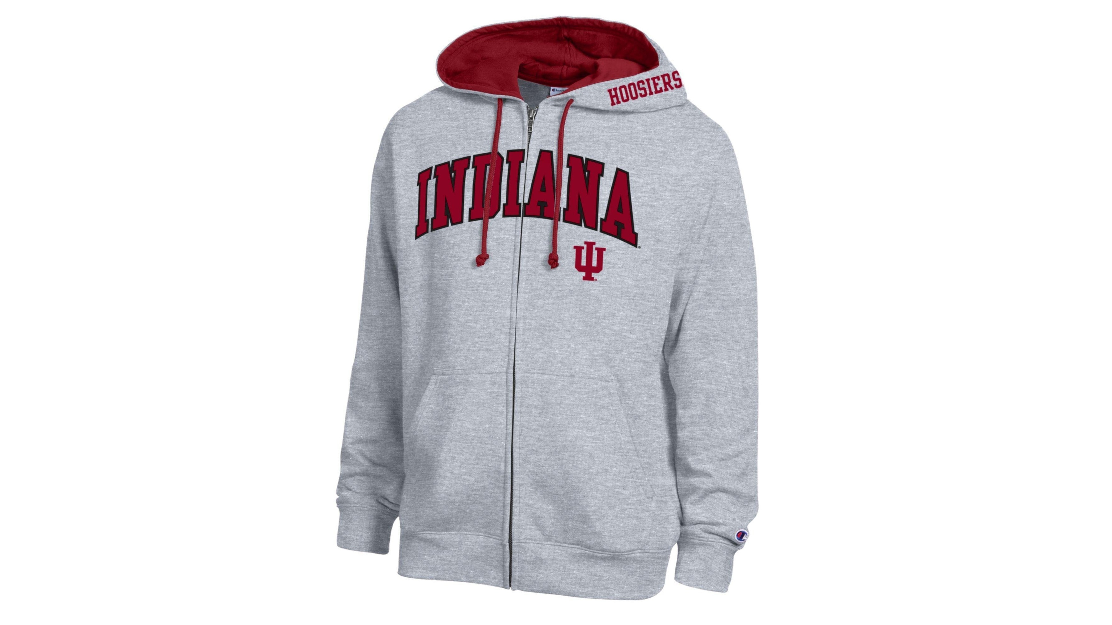Champion Men's Heather Gray Indiana Hoosiers Arch Logo Full-Zip Fleece Hoodie