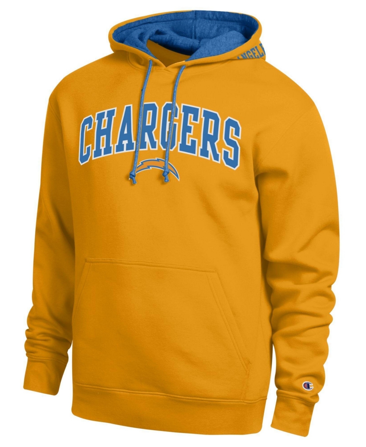 Champion Men's Gold/Powder Blue Los Angeles Chargers Contrast Hoodie - Gold, Powder Blue