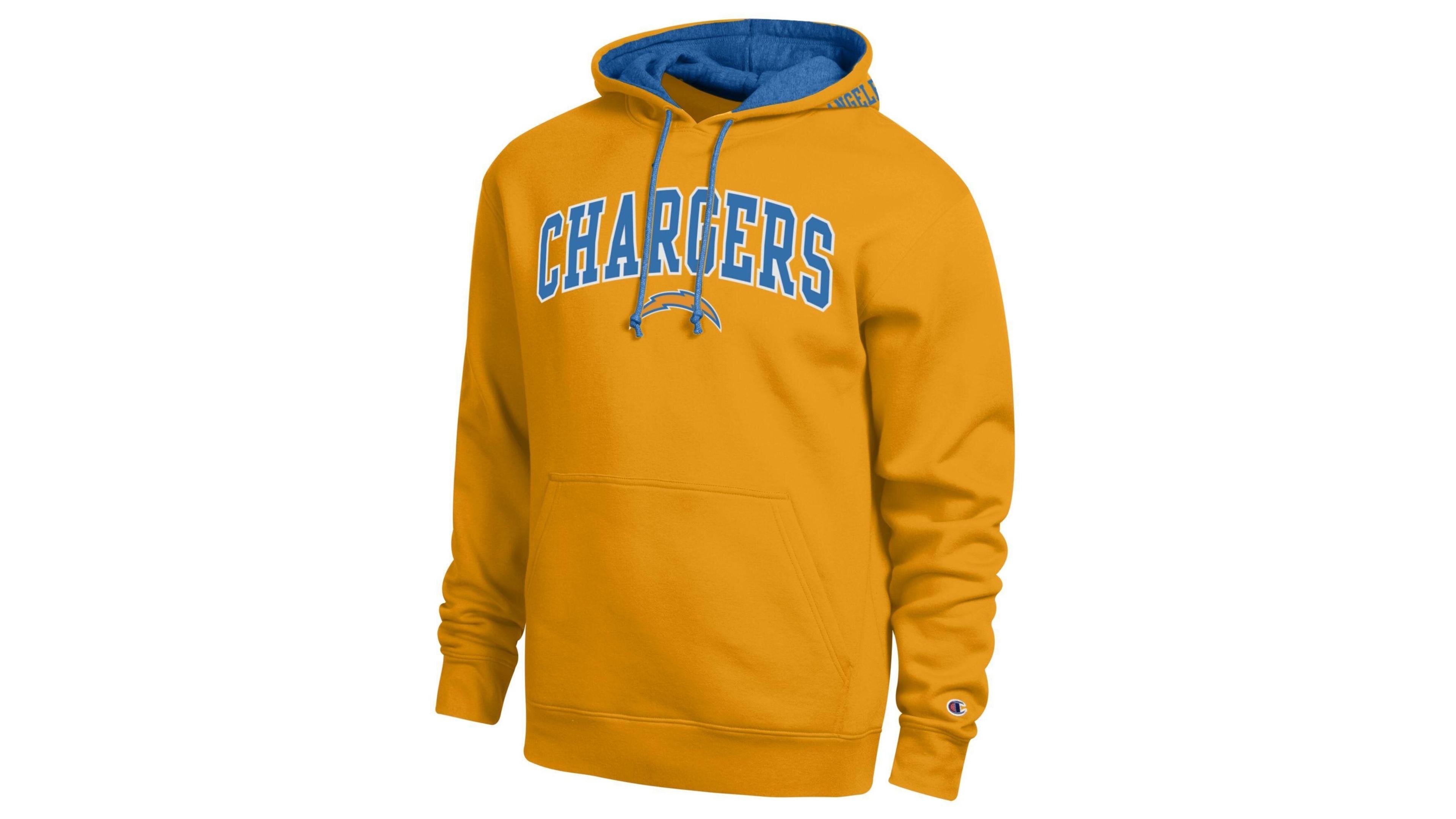 Champion Men's Gold/Powder Blue Los Angeles Chargers Contrast Hoodie