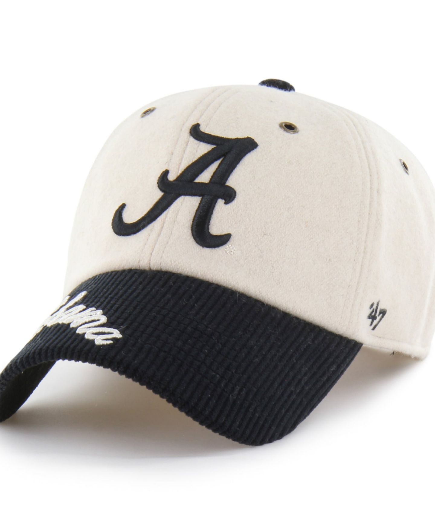 Женская кепка '47 Brand Cream/Black Alabama Crimson Tide Rope Script Clean Up Adjustable Hat — фото 3