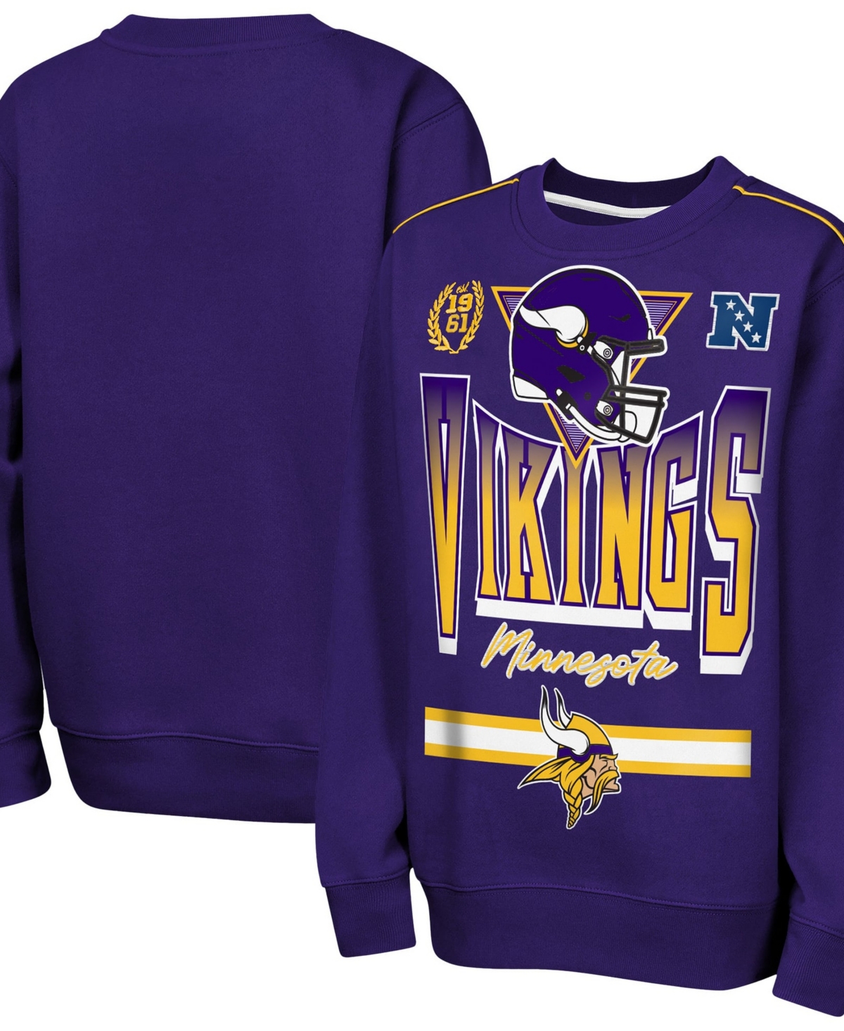 Outerstuff Big Boys' and Girls' Purple Minnesota Vikings Run Fleece Sweatshirt - Purple
