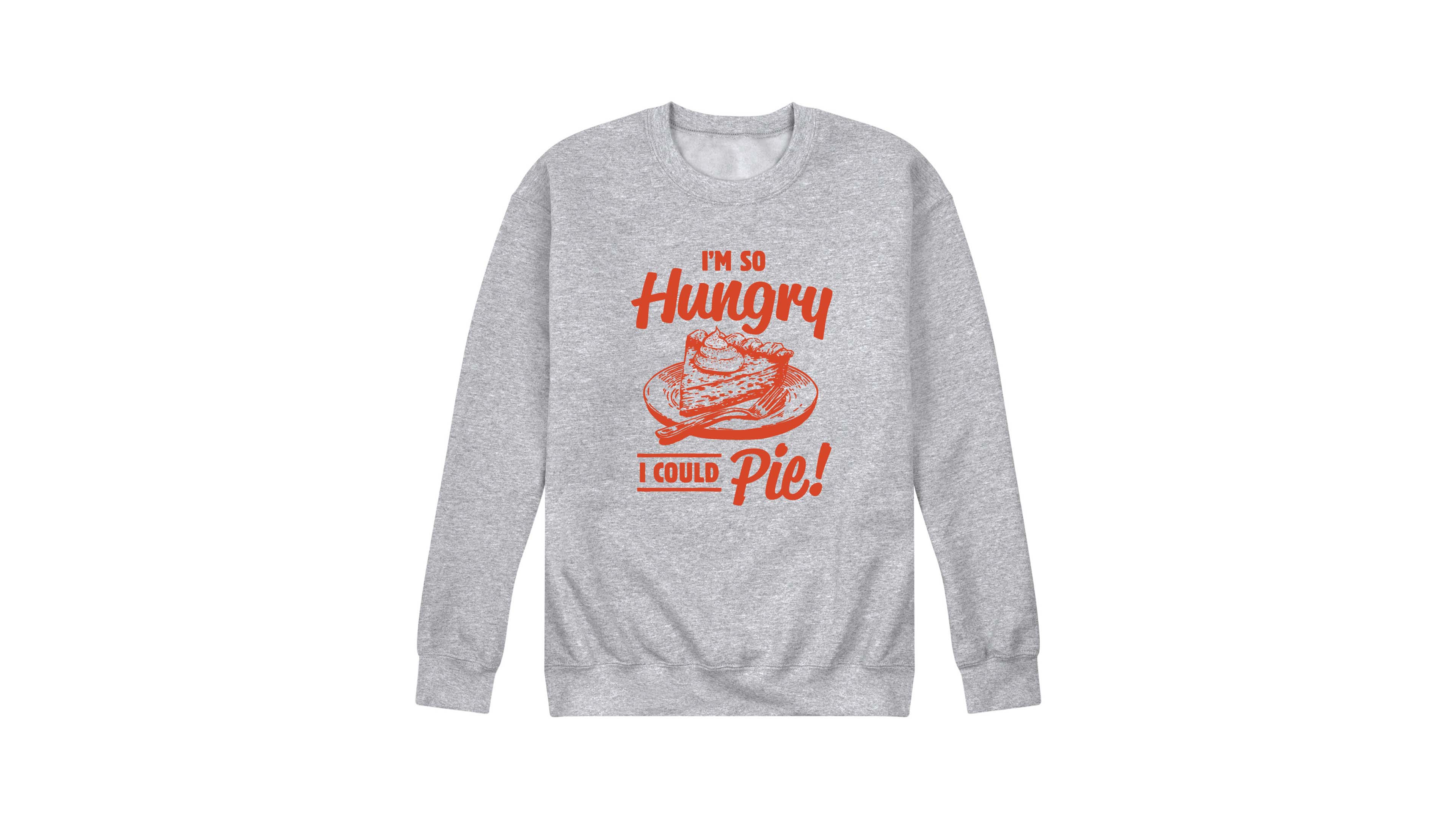Airwaves Men's So Hungry Could Pie Thanksgiving Crewneck Graphic Long-Sleeve Fleece Sweatshirt