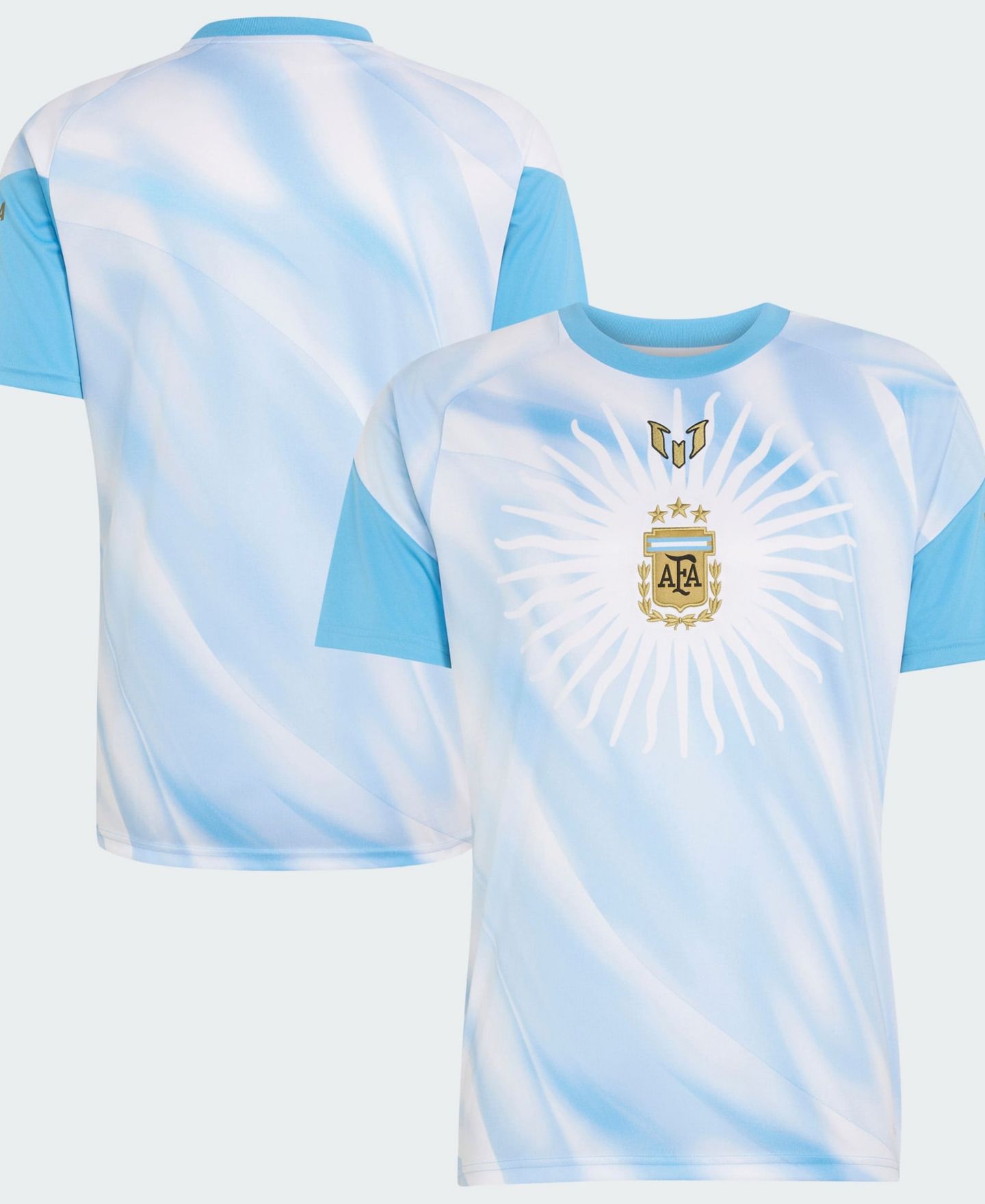 Мужской топ adidas White Argentina National Team AFA x Messi Pre-Match Jersey — фото 1