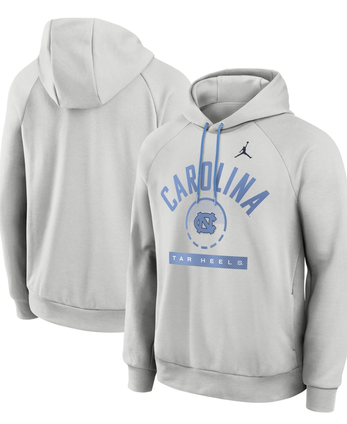 Jordan Men's Gray North Carolina Tar Heels Courtside Practice Dri-fit Raglan Fleece Hoodie