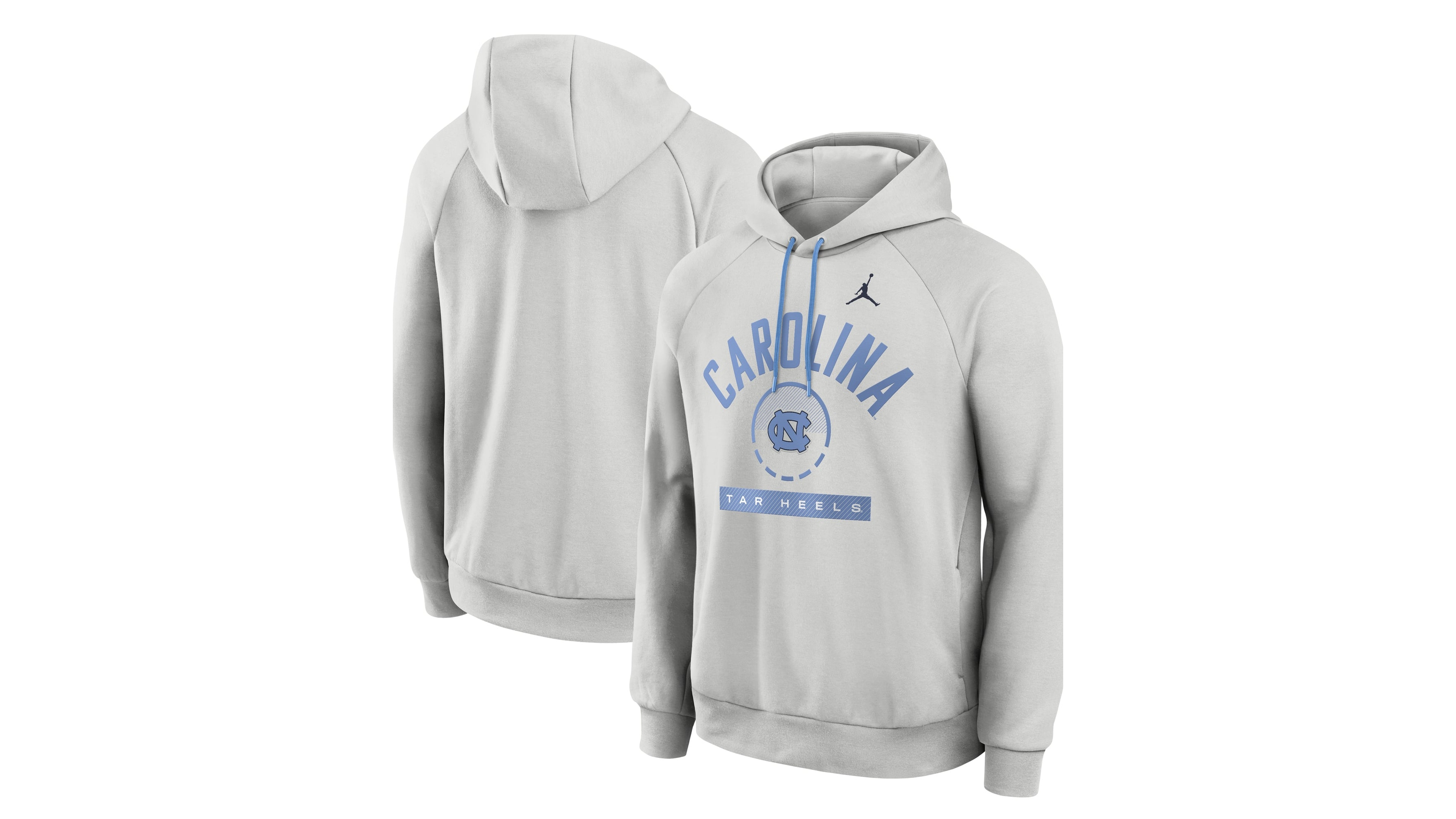Jordan Men's Gray North Carolina Tar Heels Courtside Practice Dri-fit Raglan Fleece Hoodie