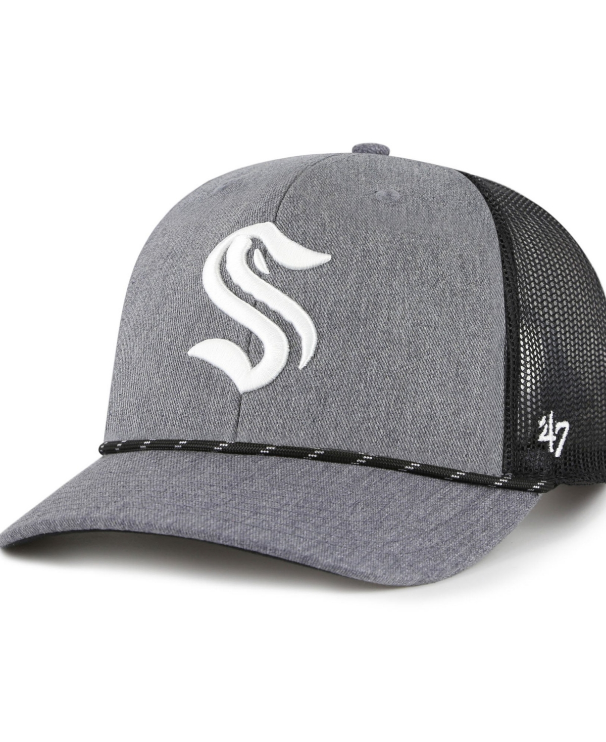 '47 Brand Men's Gray Seattle Kraken Carbon Rope Trucker Adjustable Hat - Gray