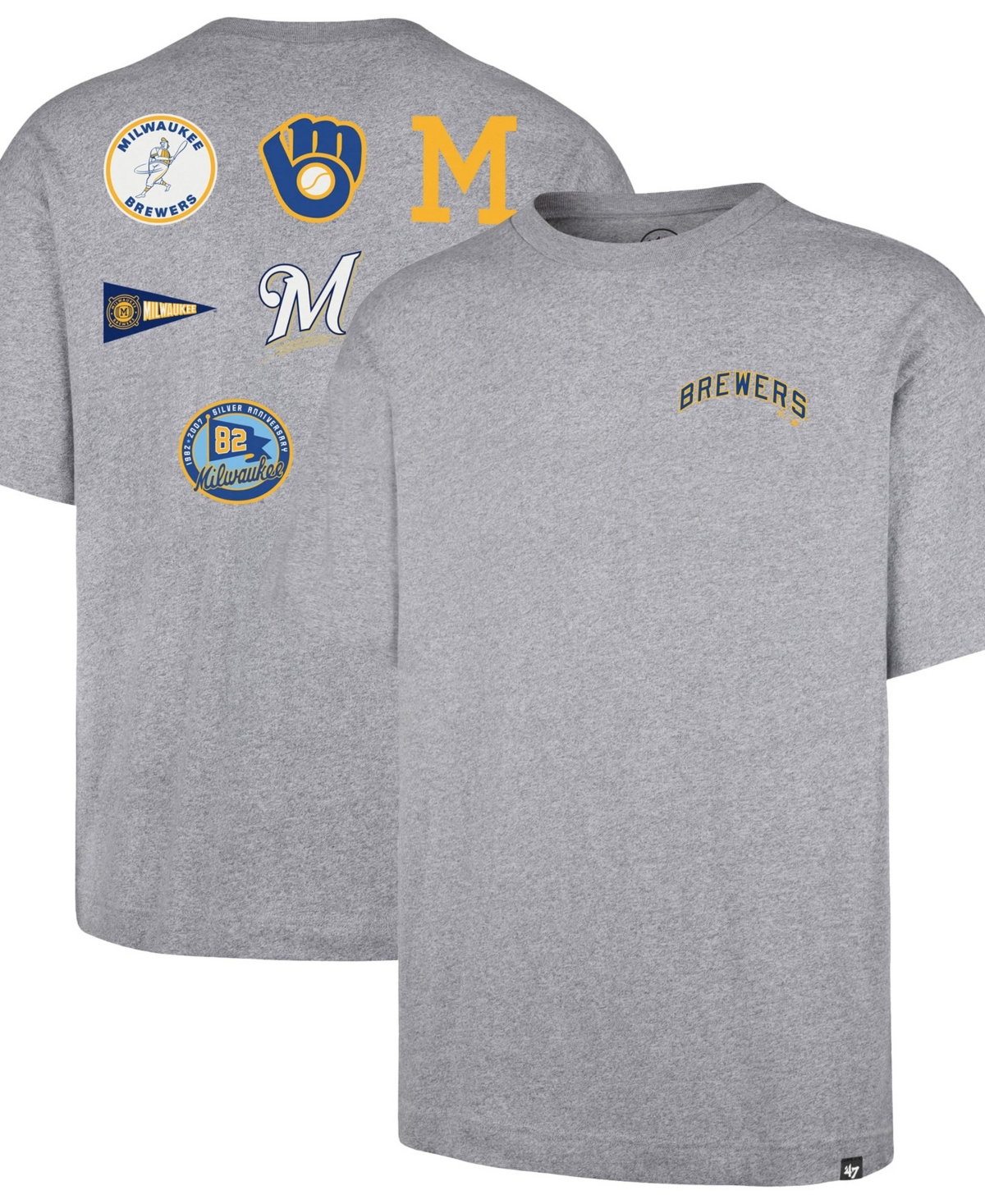 '47 Brand Men's Gray Milwaukee Brewers History Lock Foundation T-Shirt - Gray