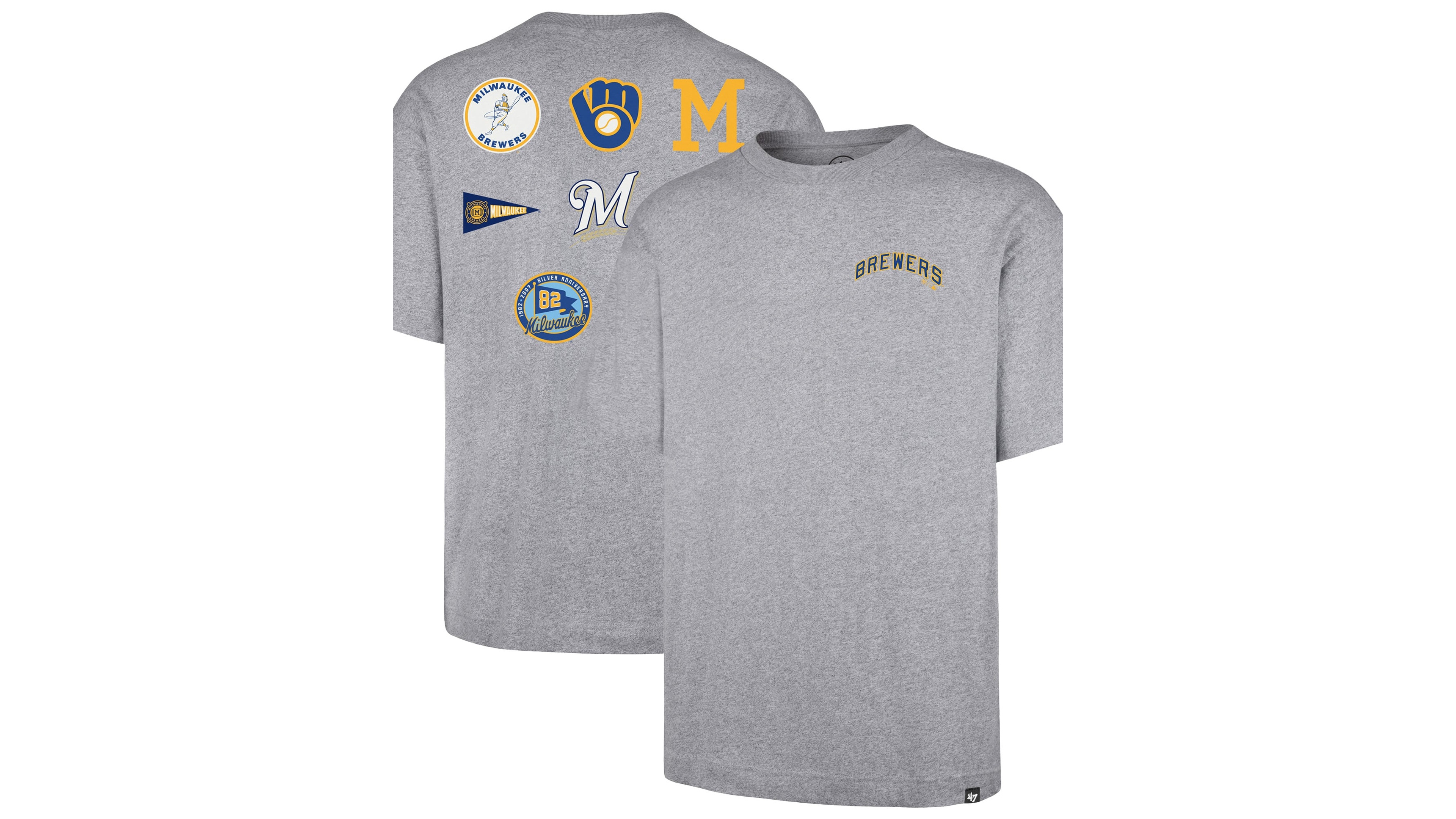'47 Brand Men's Gray Milwaukee Brewers History Lock Foundation T-Shirt