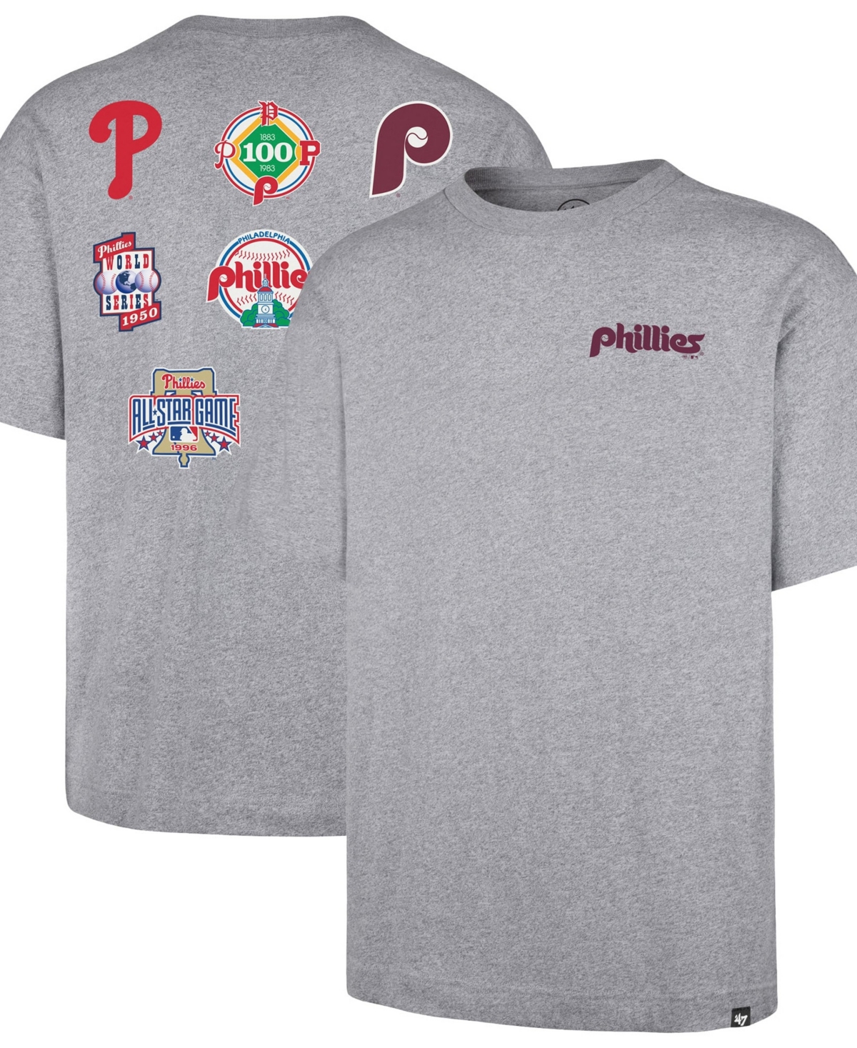 '47 Brand Men's Gray Philadelphia Phillies History Lock Foundation T-Shirt - Gray